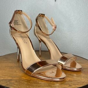 093. Shoedazzle Rose Gold Pencil Heel Sandal Stiletto 8.5